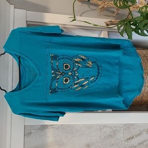 Teal and Gold owl shirt
